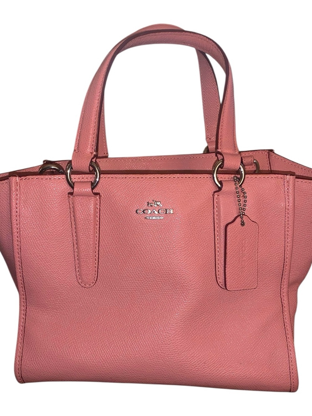 COACH Pink Pebbled Leather Satchel Crossbody Bag Purse Handbag Excellent Cond.